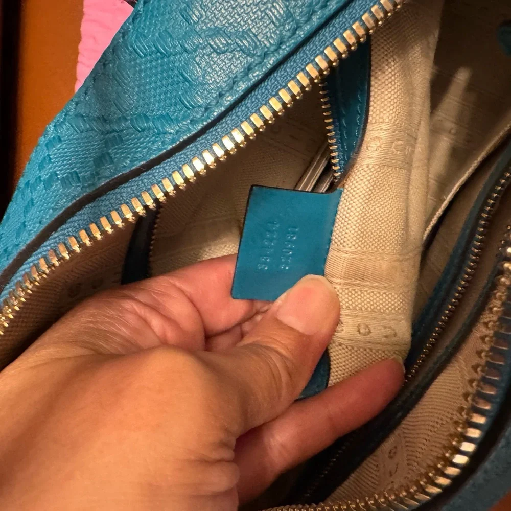Gucci Bright Diamanté Satchel Bag in Teal Blue - Picture 12 of 12